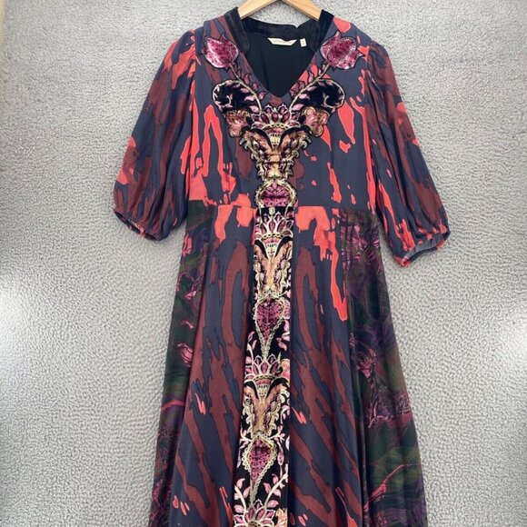 Soft Surroundings Dress Womens 14 Epiphany Multi Mixed Velvet Floral Maxi Boho - Picture 1 of 10